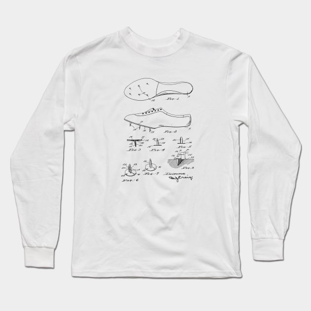 Running Shoe Vintage Patent Hand Drawing Long Sleeve T-Shirt by skstring